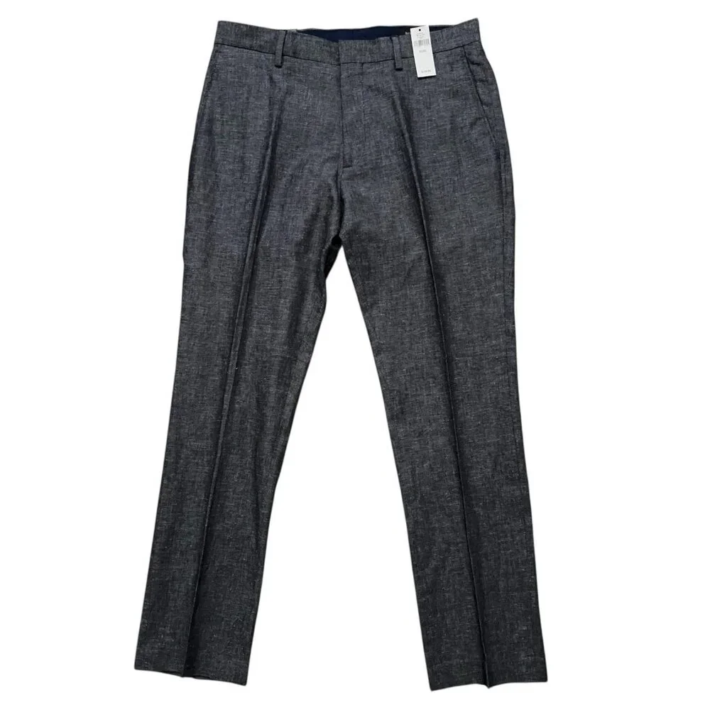 Banana Republic Pants Mens 31x30 Tailored Slim Fit Linen Cotton Gray NEW $110